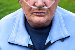 A person with chronic obstructive pulmonary disorder. A person with chronic obstructive pulmonary disorder.