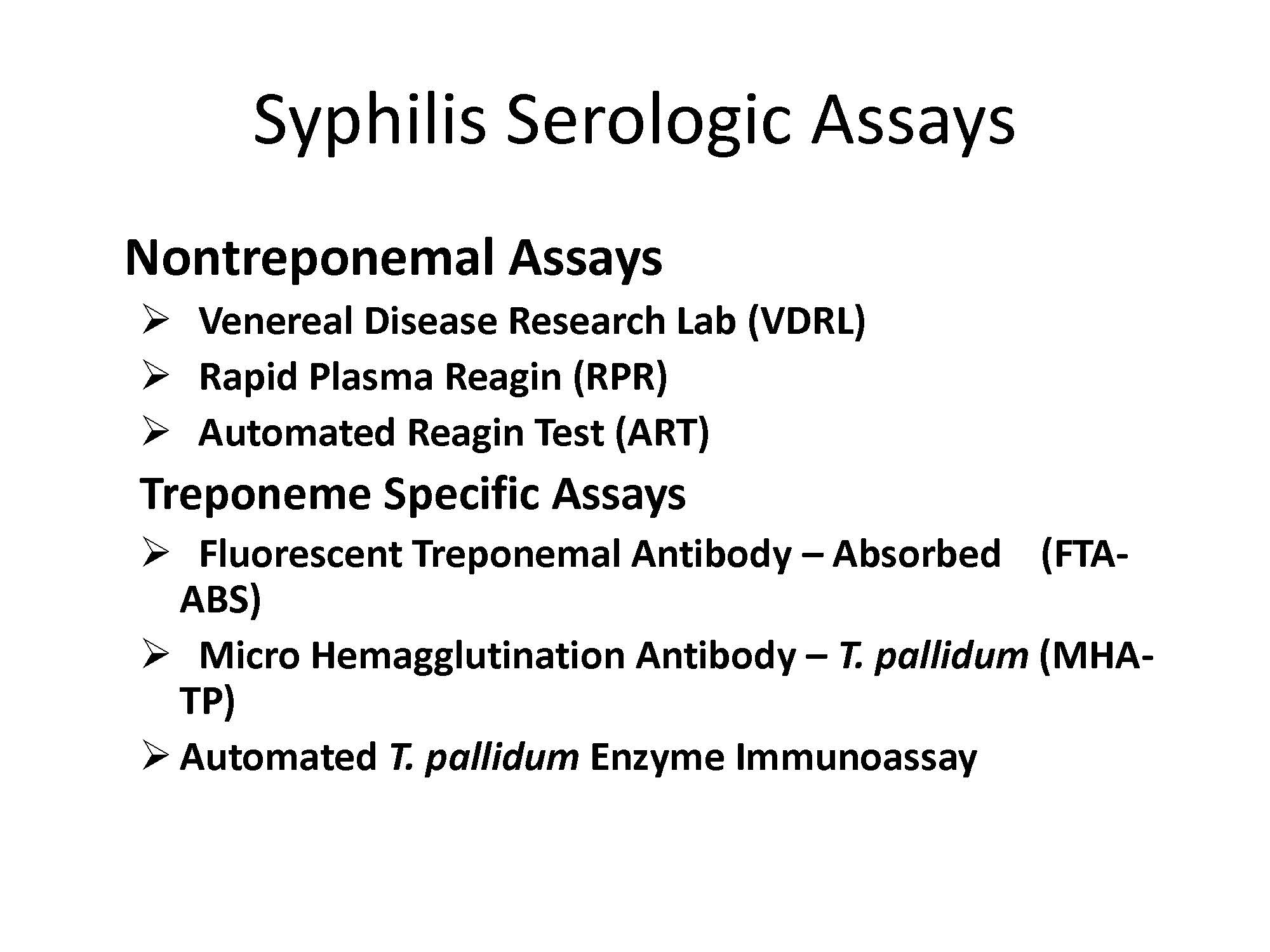 Syphilis/treponema pallidum